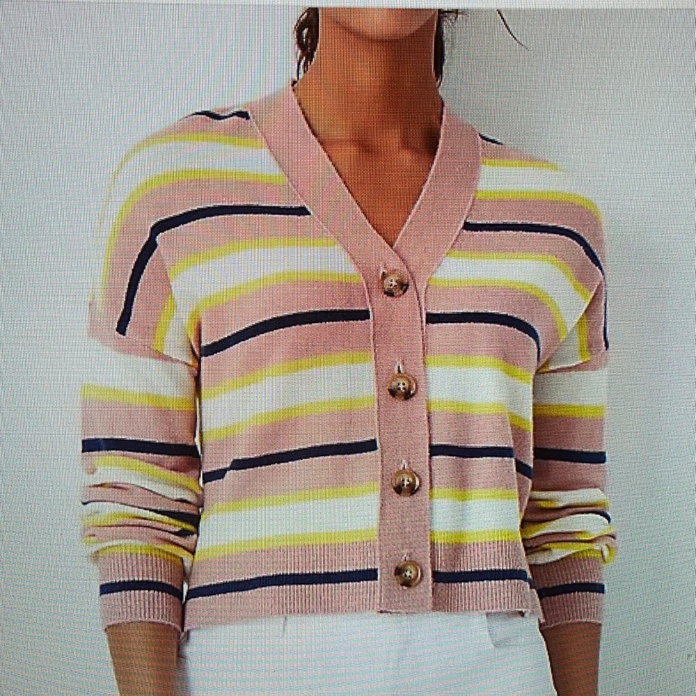 Ann Taylor striped pink cardigan, XL